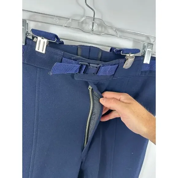 Vintage Roffe Skiwear Softshell Ski Pants Padded Navy Blue Size 32 Waist - Picture 10 of 13